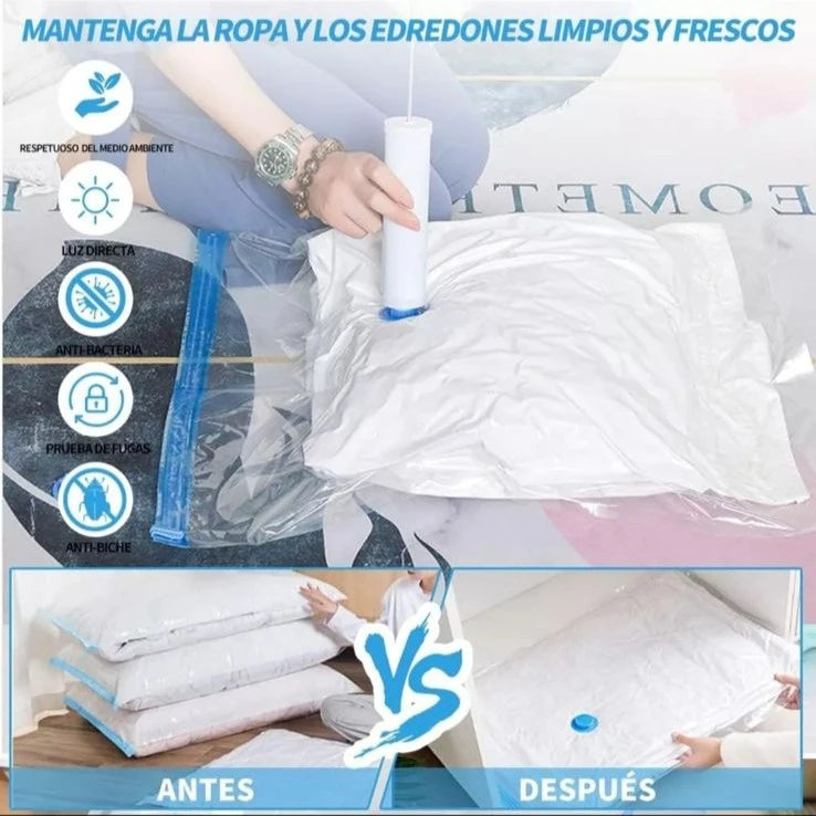 5 Bolsas al Vacío + Bomba Portátil ¡Con Envío Gratis! 🚚
