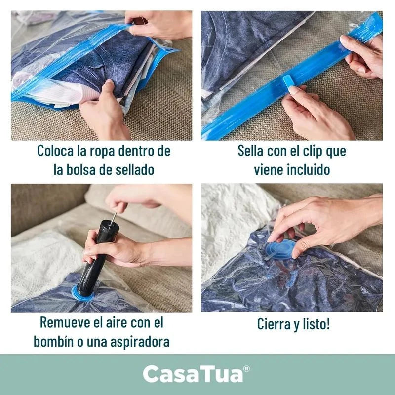 5 Bolsas al Vacío + Bomba Portátil ¡Con Envío Gratis! 🚚